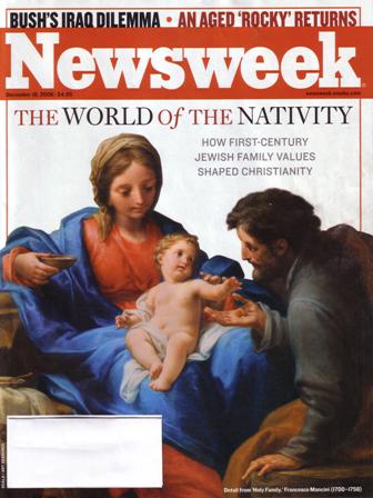 Newsweek cover with Mary, Joseph, baby Jesus